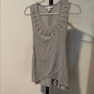 Victoria's Secret Gray Tank Top with Colorful Beaded Neckline